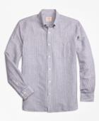 Brooks Brothers Men's Stripe Linen-cotton Sport Shirt