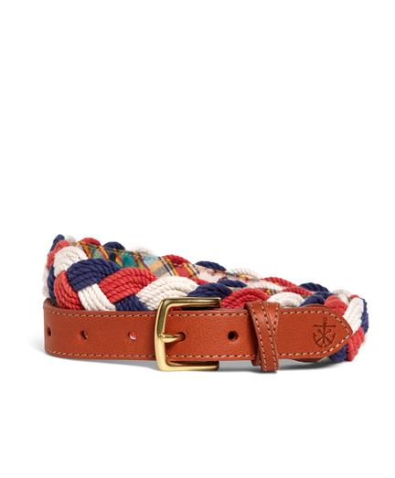 Brooks Brothers Kiel James Patrick White, Blue And Coral Braided Belt