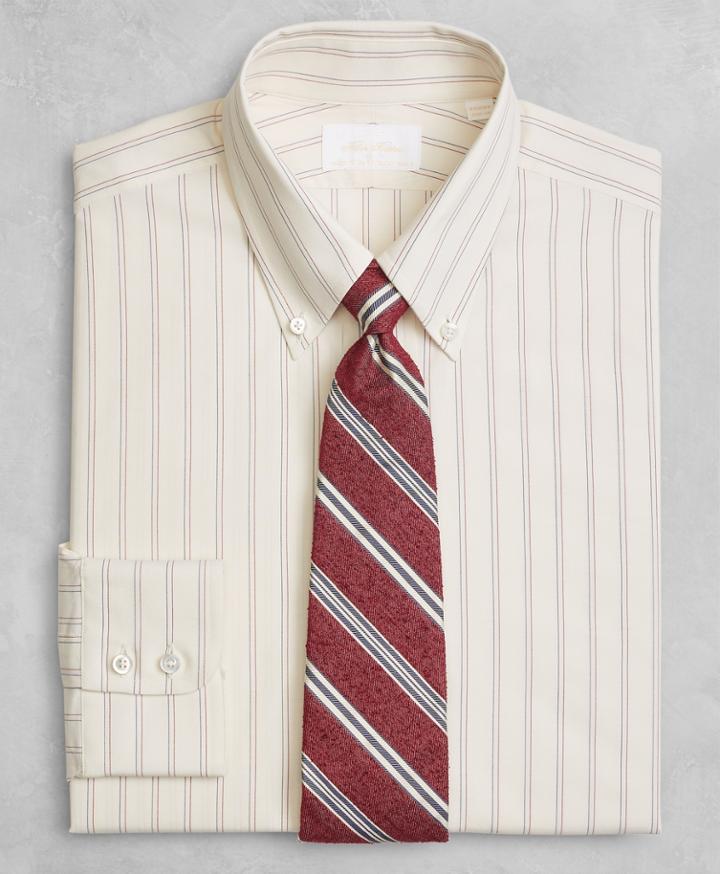 Brooks Brothers Men's Golden Fleece Extra Slim Fit Slim-fit Dress Shirt, Button-down Collar Dobby Split Stripe