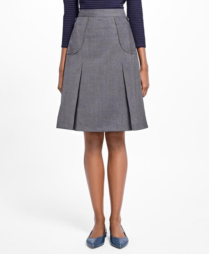 Brooks Brothers Women's Petite Tropical Wool A-line Skirt