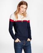 Brooks Brothers Women's Ruffled Colorblock Mixed-stitch Merino Wool Sweater