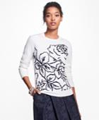 Brooks Brothers Women's Merino Wool Rose Intarsia Sweater