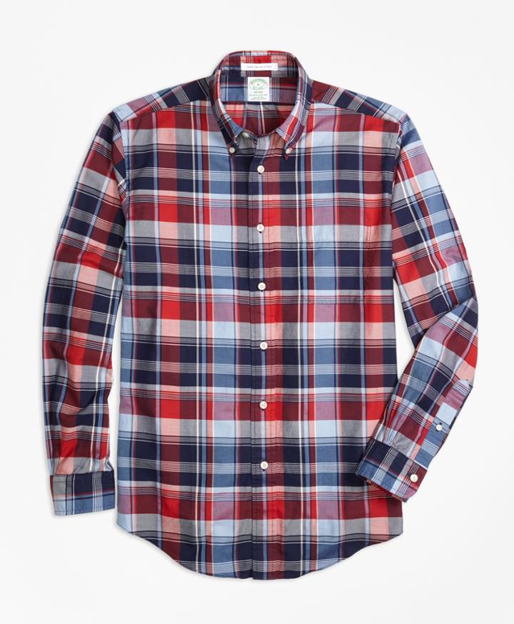 Brooks Brothers Men's Milano Fit Multi Madras Sport Shirt