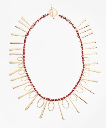 Brooks Brothers Women's Hammered Gold Statement Necklace