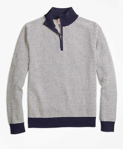 Brooks Brothers Stripe Cotton Half-zip Sweater