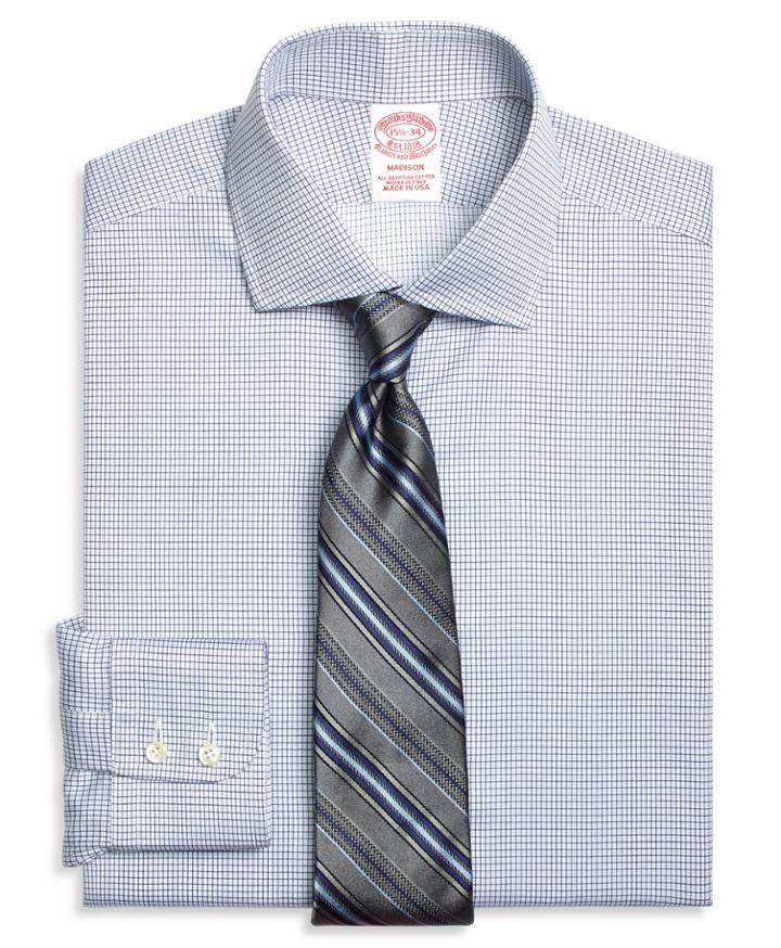 Brooks Brothers Men's Regular Fit Textured Micro Check Dress Shirt