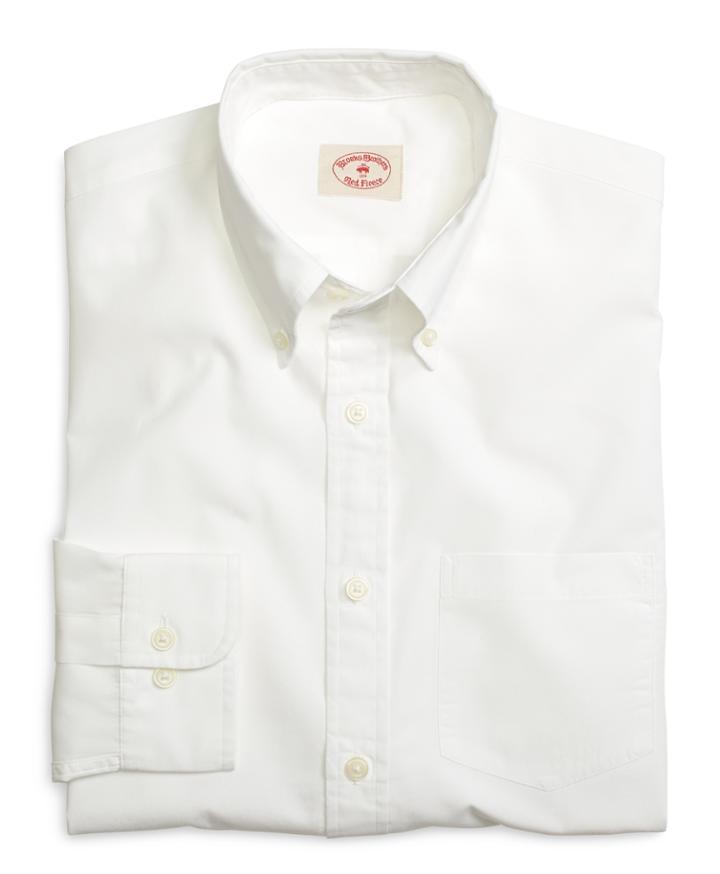 Brooks Brothers Men's Solid White End-on-end Sport Shirt