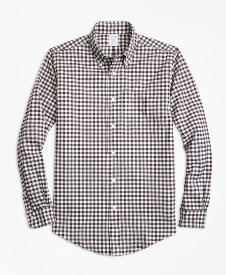 Brooks Brothers Men's Regent Fit Luxury Two-color Gingham Flannel Sport Shirt