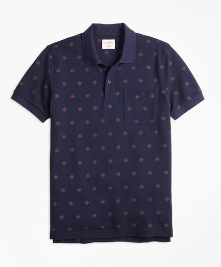 Brooks Brothers Medallion-print Cotton Pique Polo Shirt