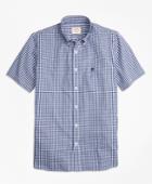 Brooks Brothers Men's Gingham Batiste Oxford Short-sleeve Sport Shirt