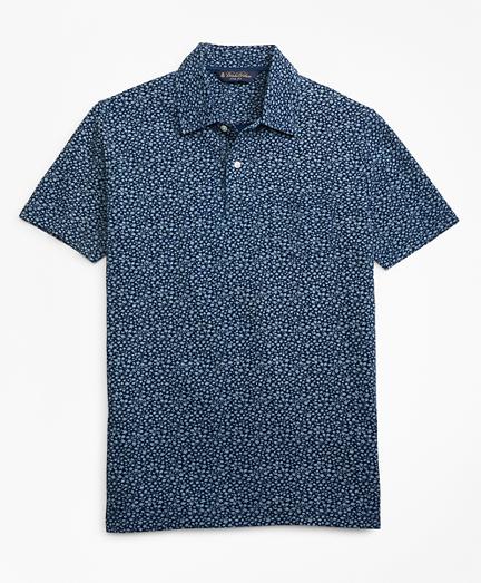 Brooks Brothers Slim Fit Micro-floral Indigo Print Polo Shirt