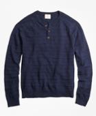 Brooks Brothers Men's Textured-stripe Cotton-linen Henley Sweater