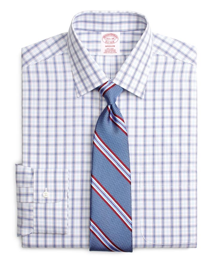 Brooks Brothers Men's Non-iron Regular Fit Twin Plaid Dress Shirt