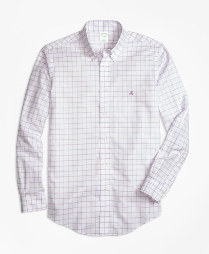 Brooks Brothers Men's Non-iron Brookscool Milano Fit Windowpane Sport Shirt