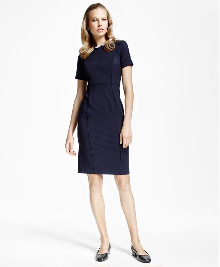 Brooks Brothers Women's Petite Raglan Short-sleeve Ponte-knit Dress