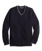 Brooks Brothers Cotton And Wool V-neck Sweater