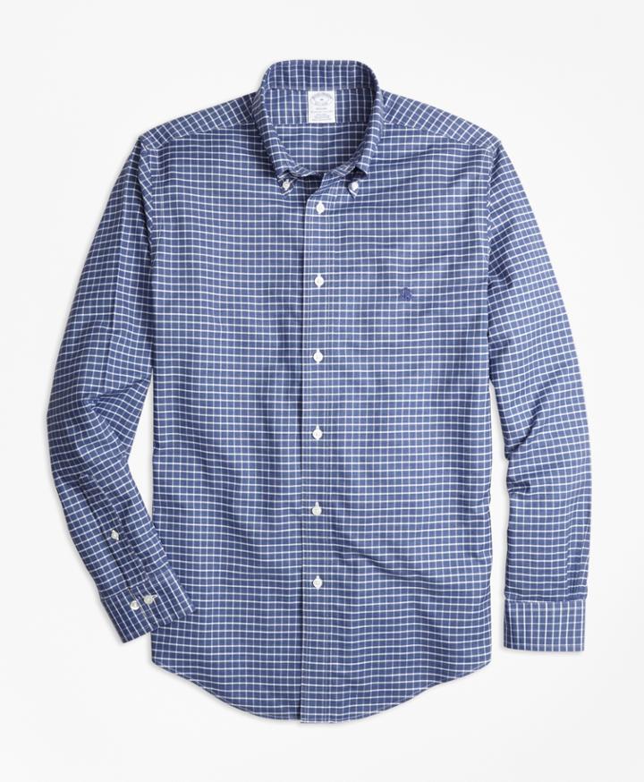 Brooks Brothers Men's Non-iron Regent Fit Heathered Tattersall Sport Shirt