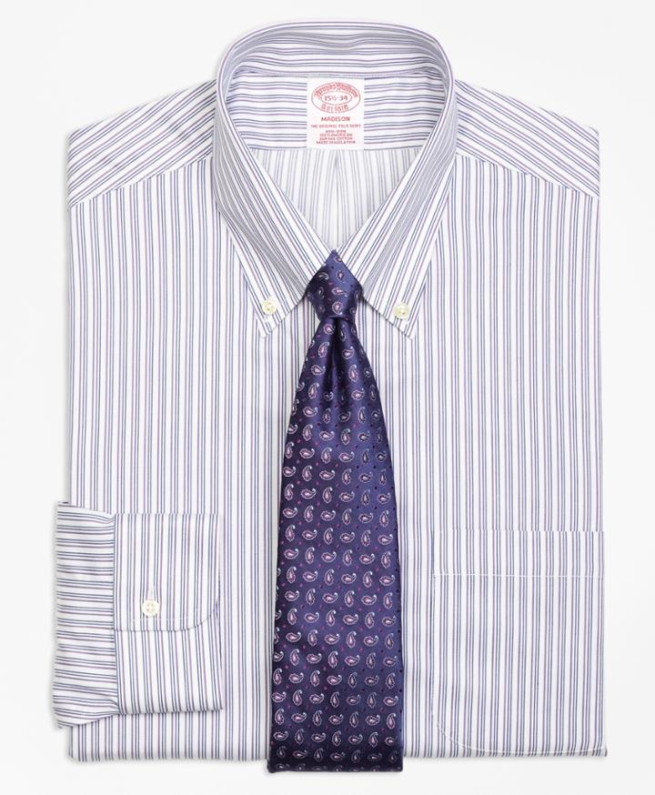 Brooks Brothers Regular Fit Classic-fit Dress Shirt, Non-iron Sidewheeler Stripe