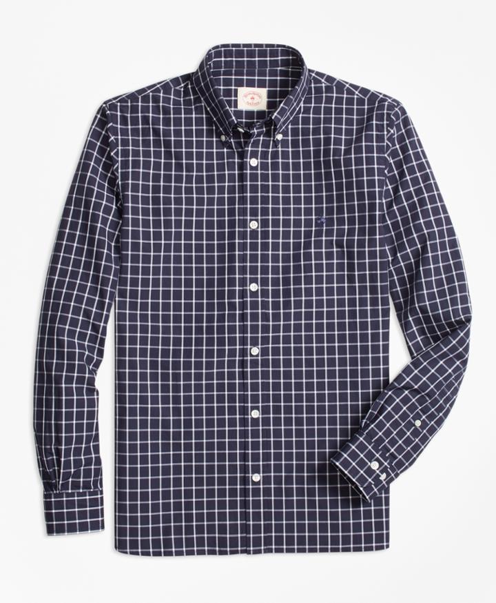 Brooks Brothers Men's Windowpane Broadcloth Sport Shirt
