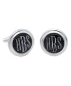 Brooks Brothers Men's Silver And Black Hand Painted Enamel Cuff Links