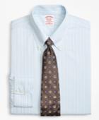 Brooks Brothers Men's Stretch Regular Fit Classic-fit Dress Shirt, Non-iron Royal Oxford Alternating Stripe