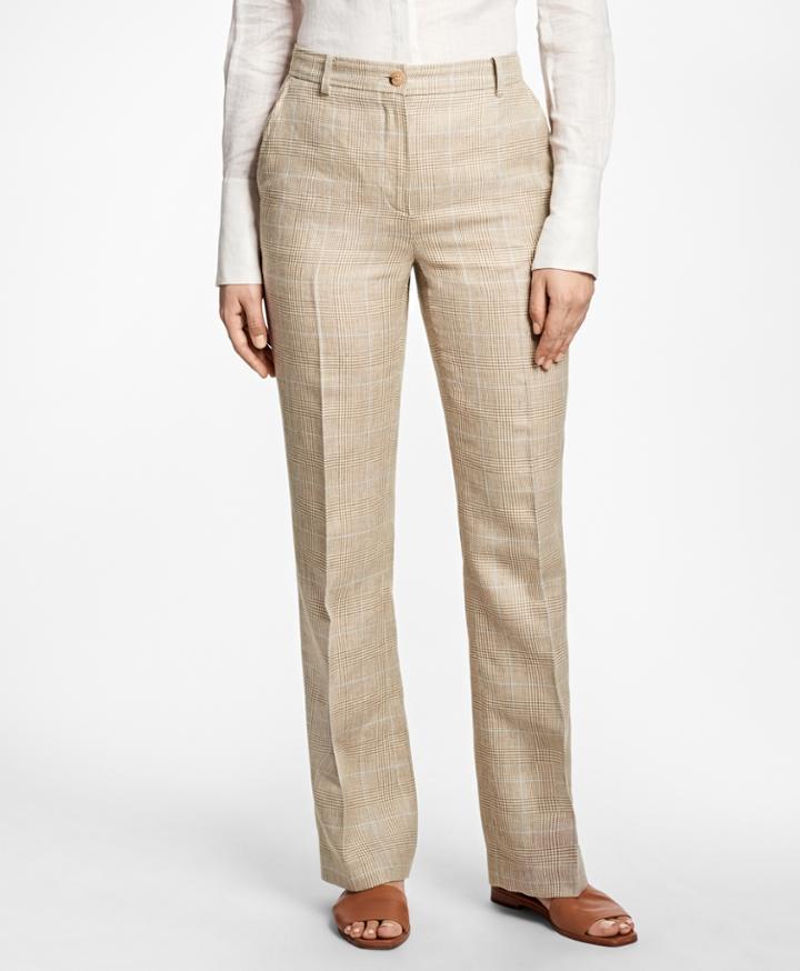 Brooks Brothers Women's Plaid High-waisted Wool-linen Pants