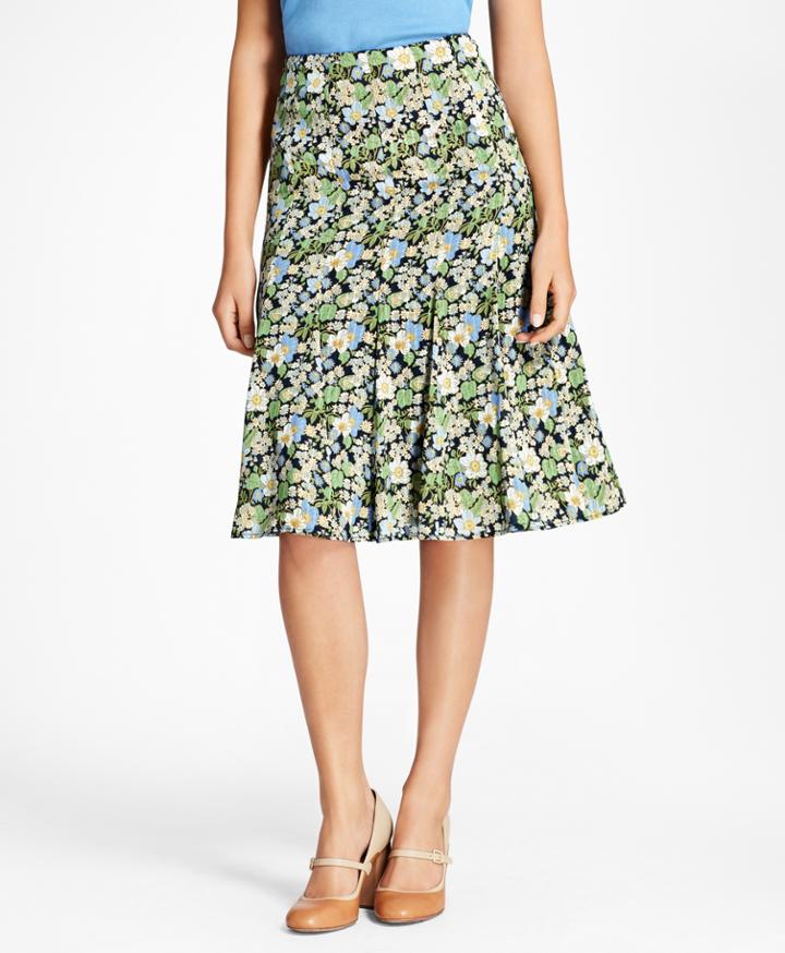 Brooks Brothers Women's Floral-print Silk Godet Skirt
