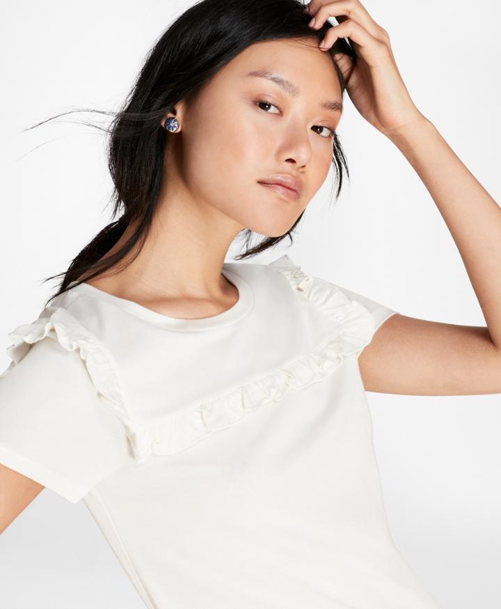 Brooks Brothers Women's Ruffle-trimmed T-shirt