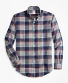 Brooks Brothers Regent Fit Multi-plaid Indigo Flannel Sport Shirt