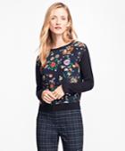 Brooks Brothers Women's Mixed-media Floral Crewneck Sweater