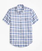 Brooks Brothers Regent Fit Tartan Irish Linen Short-sleeve Sport Shirt