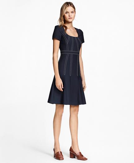 Brooks Brothers Pleated Wool Crepe Dress