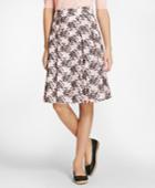 Brooks Brothers Women's Floral-embroidered Striped Cotton-silk Jacquard Pleated Skirt