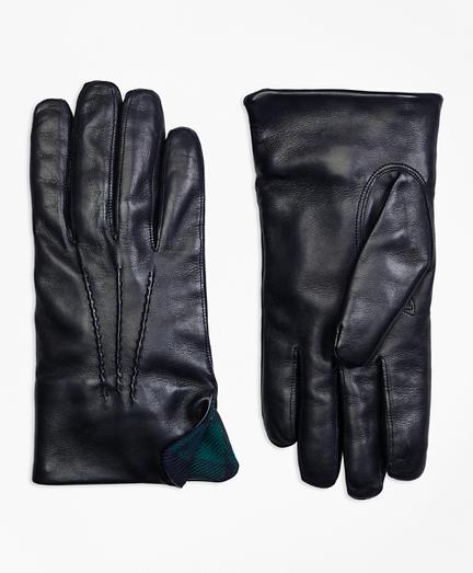 Brooks Brothers Leather Gloves With Black Watch Cuffs