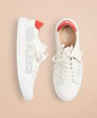 Brooks Brothers Women's Ruffle-trimmed Logo-detail Leather Low-top Sneakers