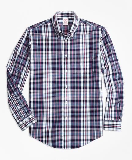 Brooks Brothers Madison Fit Slub Cotton Plaid Sport Shirt
