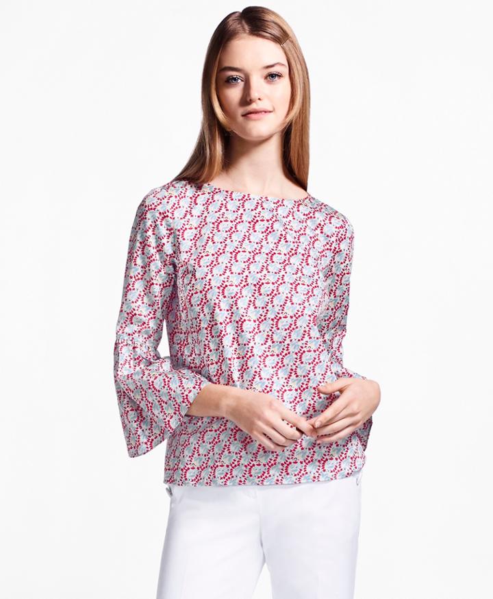 Brooks Brothers Women's Hula-dancer-print Cotton Sateen Blouse