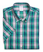 Brooks Brothers Supima Cotton Non-iron Slim Fit Large Plaid Short-sleeve Sport Shirt