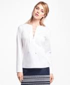 Brooks Brothers Women's Stretch-cotton-poplin Lace-up Blouse