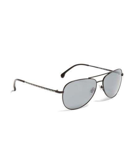 Brooks Brothers Black Metal Aviator Bb#1 Stripe Arm Sunglasses