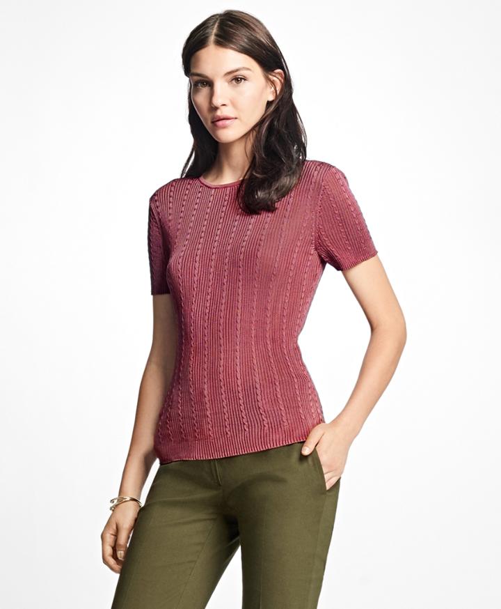 Brooks Brothers Women's Short-sleeve Rayon Crewneck Shell