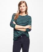 Brooks Brothers Women's Striped Jacquard Eyelet Top