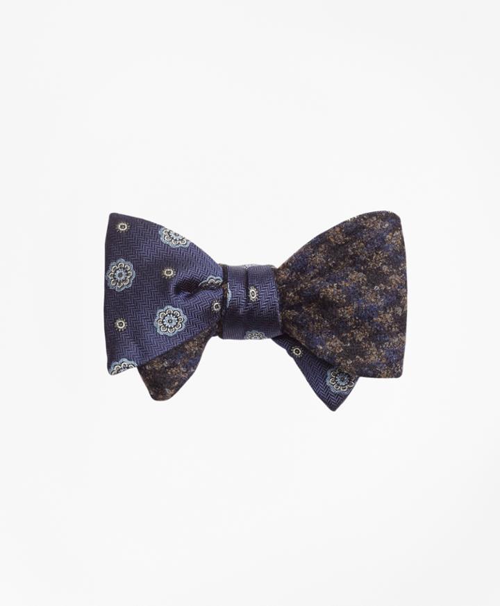 Brooks Brothers Men's Spaced Medallion With Multi-check Reversible Bow Tie