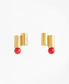 Brooks Brothers Gold-plated Coral Sphere Cylinder Earrings