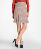 Brooks Brothers Houndstooth-checked Stretch-wool Pleated Skirt