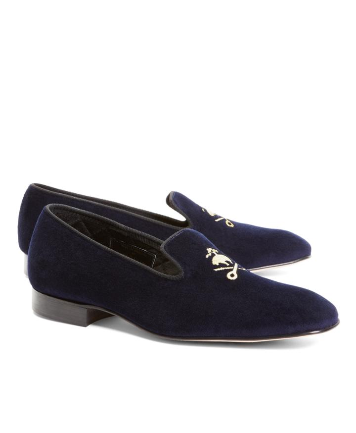 Brooks Brothers Men's Velvet Fleece And Shears Slippers
