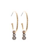 Brooks Brothers Gold Hoop Earrings With Crystal Charm
