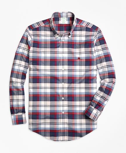 Brooks Brothers Non-iron Milano Fit Heathered Plaid Sport Shirt