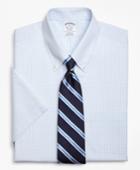 Brooks Brothers Slim Fitted Dress Shirt, Non-iron Double Mini-windowpane Short-sleeve