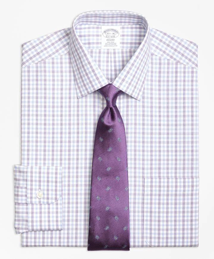 Brooks Brothers Slim Fitted Dress Shirt, Non-iron Hairline Framed Check